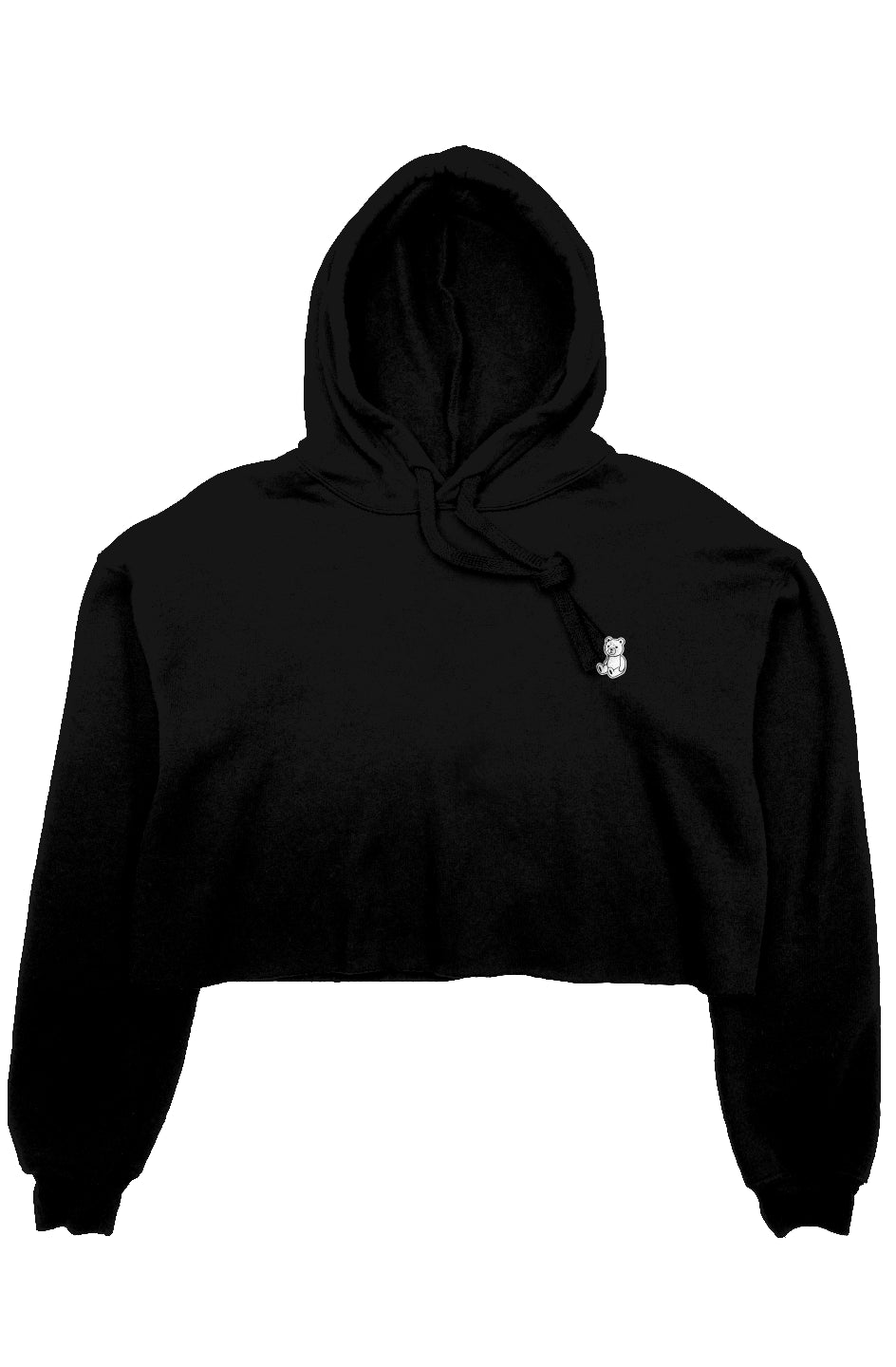 RememberWhen? Big Bear crop fleece hoodie Black